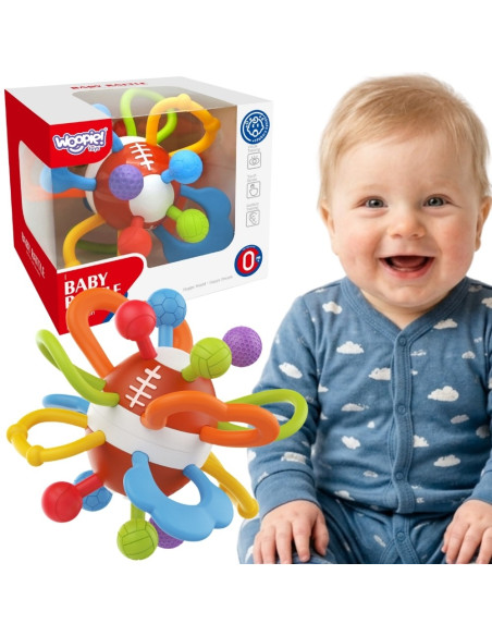 WOOPIE BABY barškutis kramtukas sensorinis kamuoliukas kūdikiams lavinamasis 0+ minkštas