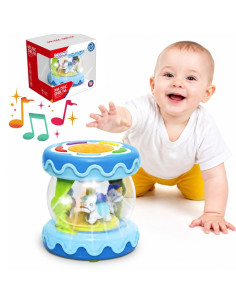 WOOPIE BABY Drum Music Box Projector 3-in-1 Musical Toy for Babies + Roller for Learning to Crawl