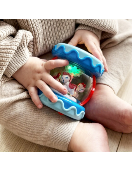 WOOPIE BABY Drum Music Box Projector 3-in-1 Musical Toy for Babies + Roller for Learning to Crawl