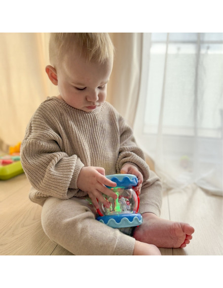 WOOPIE BABY Drum Music Box Projector 3-in-1 Musical Toy for Babies + Roller for Learning to Crawl