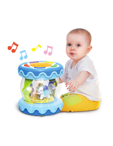 WOOPIE BABY būgnų muzikinės dėžutės projektorius 3 viename muzikinis žaislas kūdikiams + volelis mokymuisi ropoti