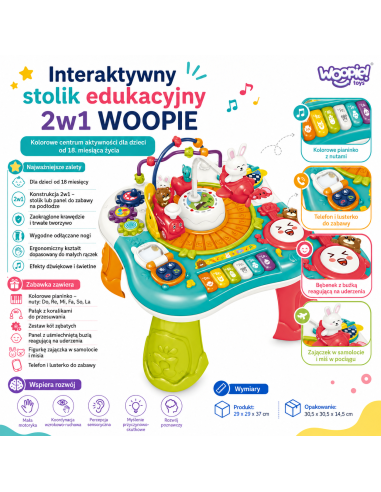 WOOPIE BABY 2-in-1 Interactive Educational Table Piano Sounds