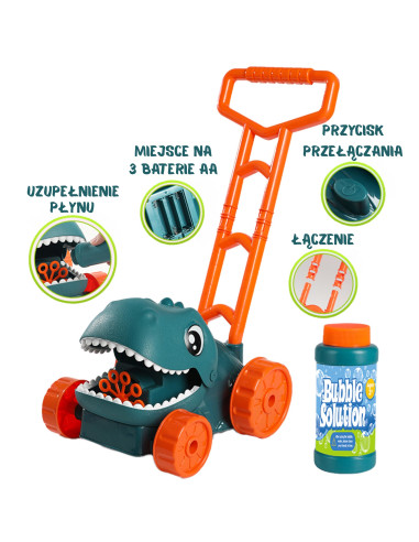 WOOPIE Dino burbulinė vejapjovė su dinozauru ir skysčiu