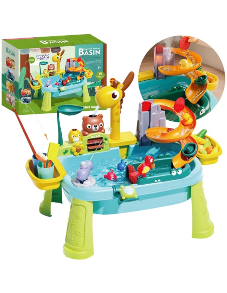WOOPIE 4-in-1 Water Table, Fishing Game, Sink, Water Slide, Giraffe
