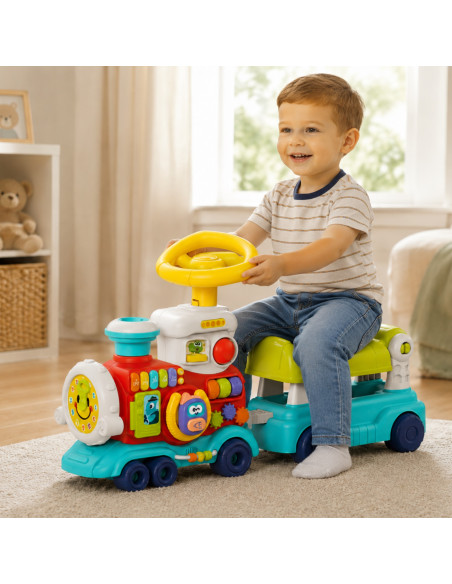 Интерактивный поезд WOOPI BABY «Толкающий локомотив 2-в-1»