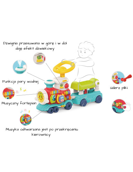 WOOPIE BABY Locomotive Pusher Ride-on 2-in-1 Interactive Train