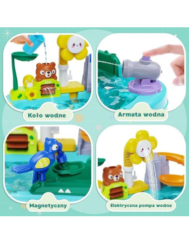 WOOPIE 4 viename vandens stalas, žvejybos žaidimas, kriauklė, vandens čiuožykla, gėlė