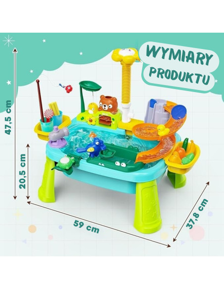WOOPIE 4-in-1 Water Table, Fishing Game, Sink, Water Slide, Flower
