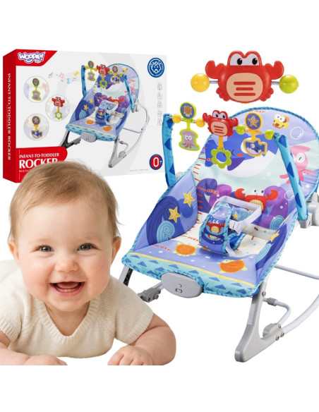 WOOPIE BABY 2-in-1 Rocker and Bouncer Crab Interactive Vibrations Melodies