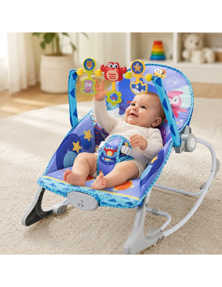 WOOPI BABY 2-в-1 Качалка и прыгунки в виде краба: интерактивные вибрации и мелодии