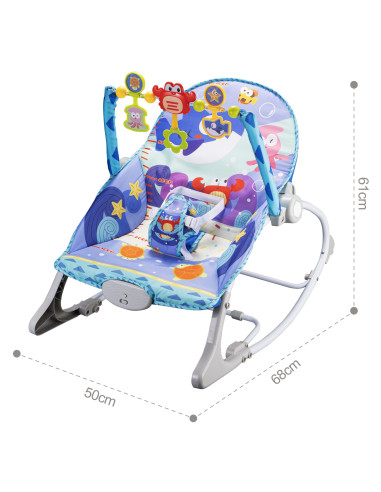 WOOPIE BABY 2-in-1 Rocker and Bouncer Crab Interactive Vibrations Melodies