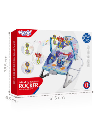 WOOPI BABY 2-в-1 Качалка и прыгунки в виде краба: интерактивные вибрации и мелодии