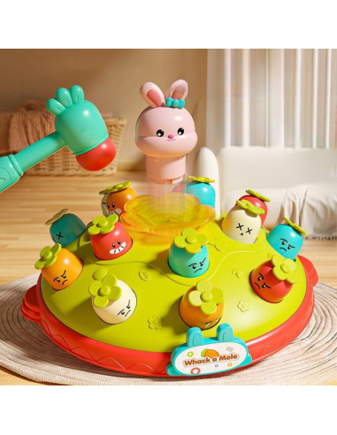 WOOPIE BABY Interaktyvus įgūdžių žaidimas „Hammer the Carrot“ Edukacinis žaidimas „Pataikyk į kurmį“