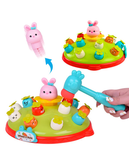 WOOPIE BABY Interaktyvus įgūdžių žaidimas „Hammer the Carrot“ Edukacinis žaidimas „Pataikyk į kurmį“
