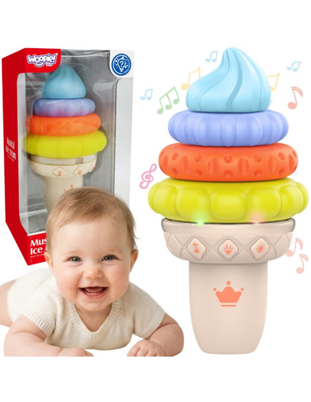 WOOPIE BABY Muzikinis ledų lavinamasis sensorinis galvosūkis, 5 detalės, garsas ir šviesa
