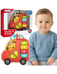 WOOPIE BABY Interactive Piano Bus Lion Musical Organ Sounds Lights 18m