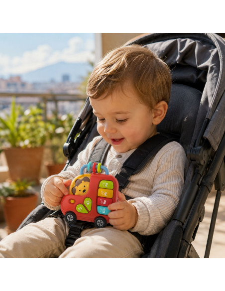 WOOPIE BABY Interactive Piano Bus Lion Musical Organ Sounds Lights 18m