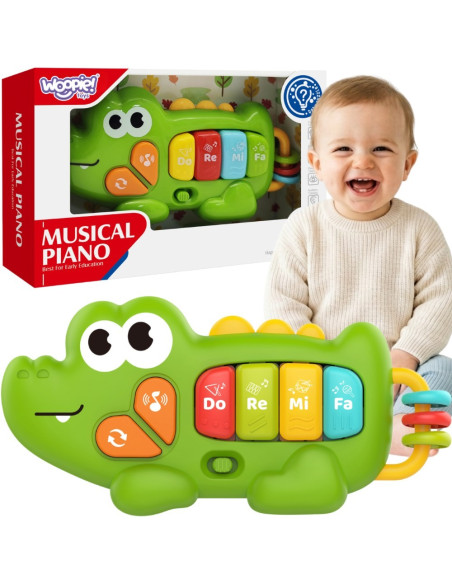 WOOPIE BABY interaktyvus pianinas, krokodilo vargonai, muzikiniai garsai, švieselės, 18 mėn.+