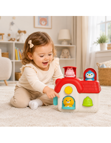 Интерактивный домик-трансформер Woopie Baby с фигурками животных, развивающая игрушка для детей от 18 месяцев.