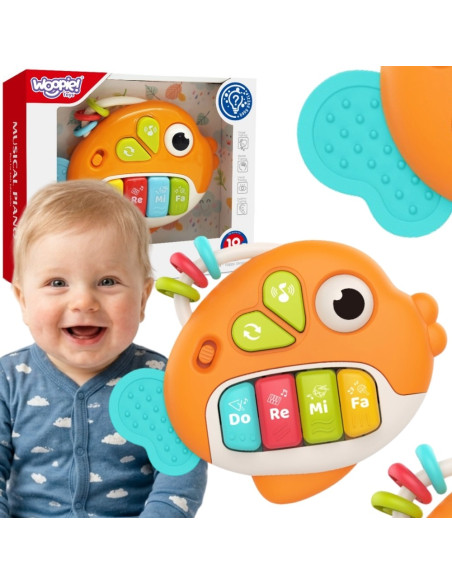 WOOPIE BABY Interactive Piano Fish Organ Musical Sounds Light 18m+