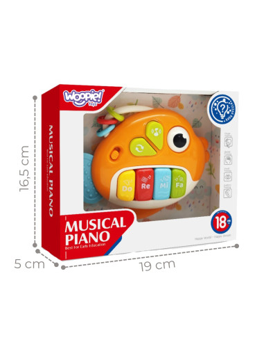 WOOPIE BABY Interactive Piano Fish Organ Musical Sounds Light 18m+