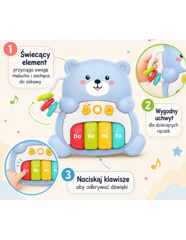 Интерактивное пианино-музыкальный плюшевый мишка WOOPI BABY, 1 шт.