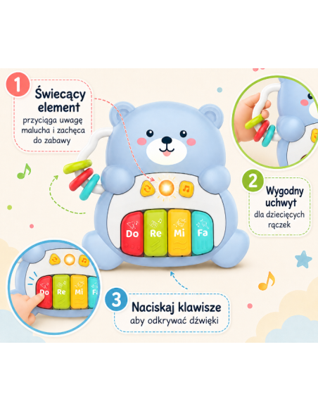 WOOPIE BABY interaktyvus pianino muzikinis meškiukas (1 vnt.)