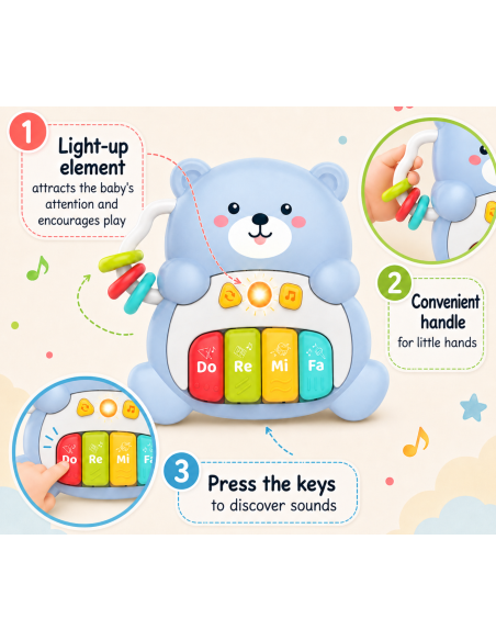 WOOPIE BABY Interactive Piano Musical Teddy Bear 1 piece