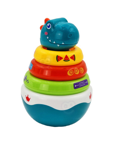 Сенсорная игрушка WOOPI BABY: пирамидка-динозавр для малышей