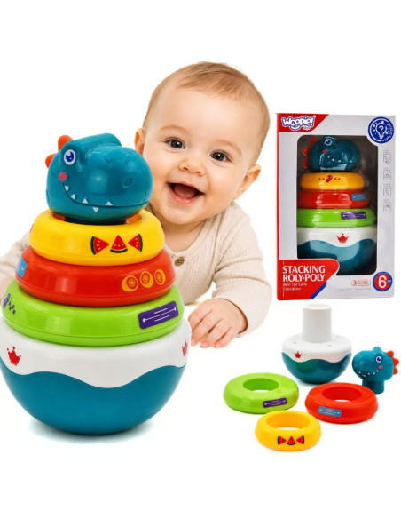 WOOPIE BABY Sensorinis žaislas Dino piramidė Dėlionė kūdikiams