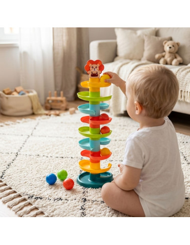 WOOPIE BABY kamuoliukų takelio spiralės rinkinys + 6 kamuoliukai