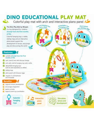 WOOPIE BABY žaidimų kilimėlis su Dino arka