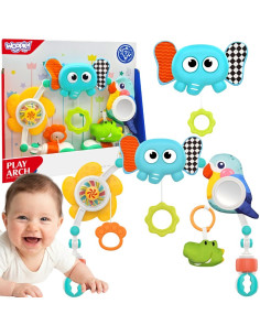 WOOPIE BABY Sensorinė arka su žaislais lovelei ir vežimėliui, dramblys, papūga