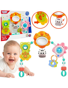 Сенсорная арка WOOPI BABY для детской кроватки и коляски: животные — лев и медведь.