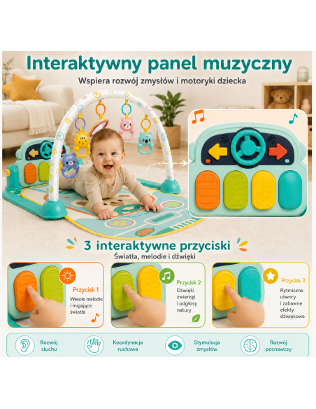 Интерактивный игровой коврик WOOPI BABY с пианино, 10 деталей, со звуками.