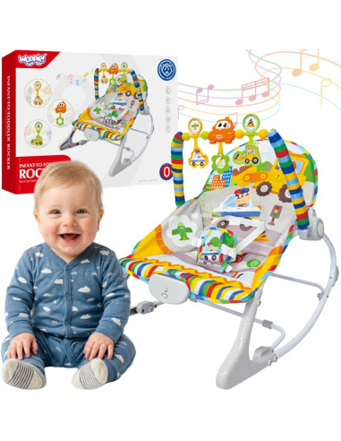 Интерактивный шезлонг WOOPY BABY с вибрацией и дугообразным изгибом, разноцветный