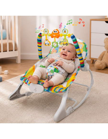 WOOPY BABY interaktyvus gultukas-vibro kėdutė su lankeliu
