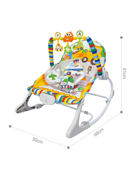 WOOPY BABY interaktyvus šokinėjantis žaislas su vibracija ir arka, daugiaspalvis