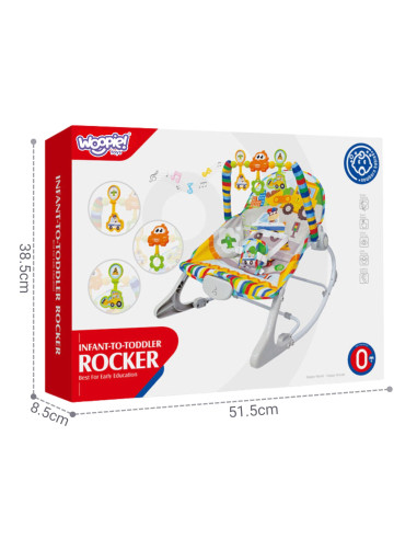WOOPY BABY Interactive Bouncer with Vibration and Arch, Multicolor