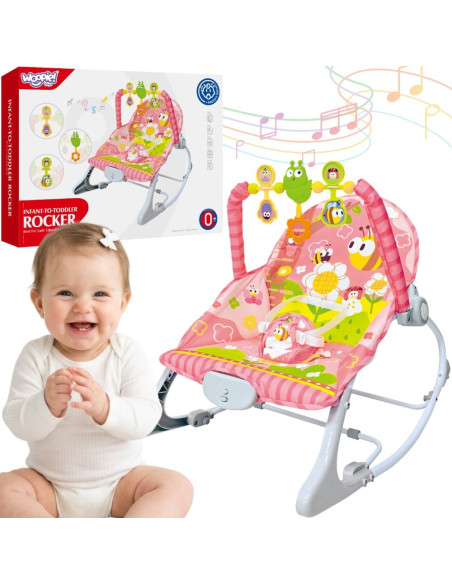 WOOPIE BABY Pink Vibration Rocker with Arch