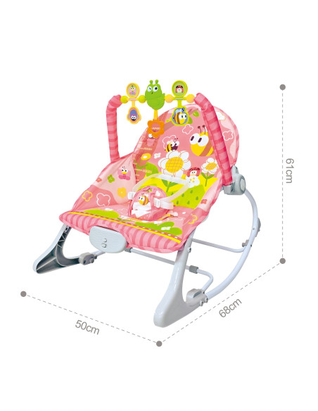 Вибрирующее кресло-качалка WOOPI BABY розового цвета с аркой