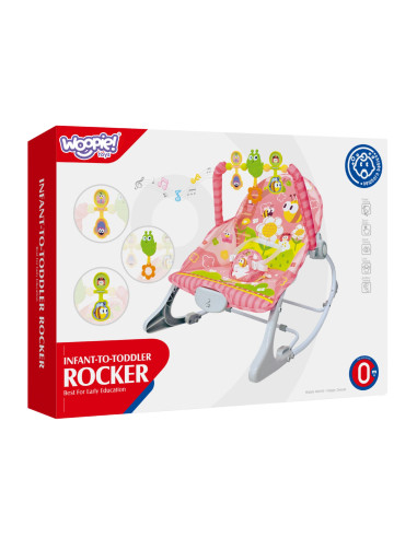 WOOPIE BABY Pink Vibration Rocker with Arch