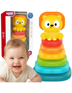 WOOPIE BABY Sensorinė piramidės formos dėlionė Liūtas 6 mėn.+