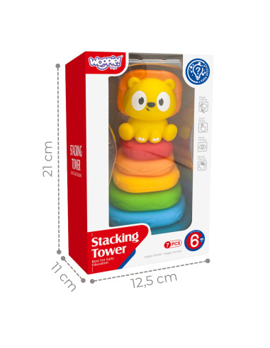 WOOPIE BABY Sensorinė piramidės formos dėlionė Liūtas 6 mėn.+