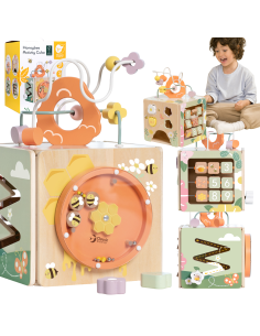 CLASSIC WORLD Wooden 5-in-1 Sensory Educational Cube