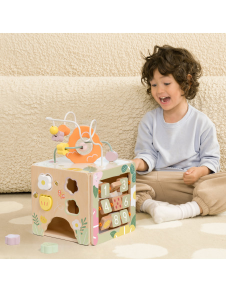 CLASSIC WORLD Wooden 5-in-1 Sensory Educational Cube