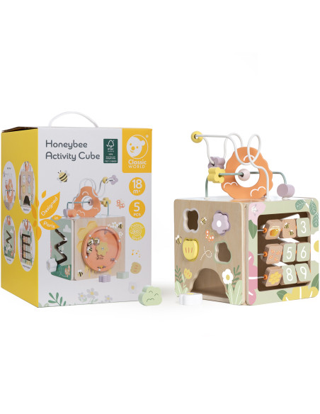 CLASSIC WORLD Wooden 5-in-1 Sensory Educational Cube