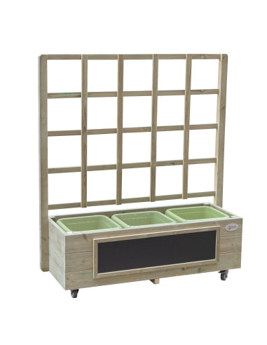 Classic World Edu Wooden Flower Stand on Wheels Garden Cart with Blackboard