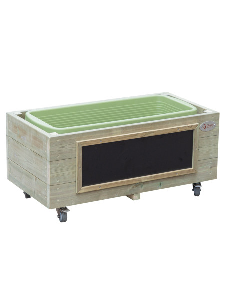 Classic World Edu Wooden Flower Pot on Wheels for Children with Blackboard