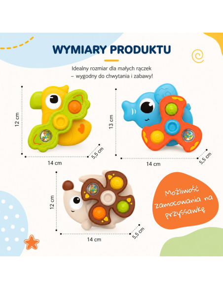 Игрушечные спиннеры WOOPI BABY с присосками в виде животных, 3 шт.